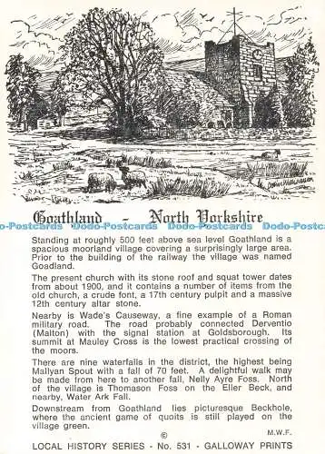 D271441 Goathland North Yorkshire Galloway Prints Local History Cards No 531