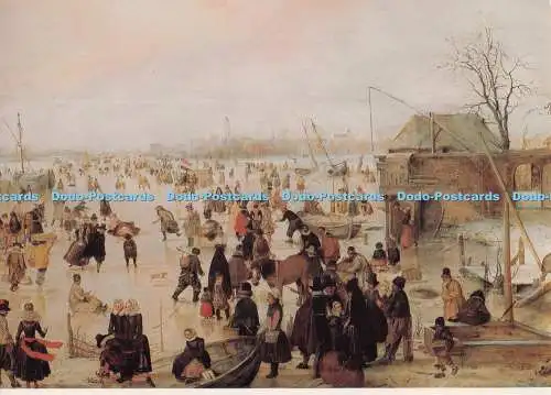 D273718 A Scene on the Ice near a Town National Gallery Card No 1614 Hendrick Av