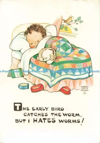 D271907 Der frühe Vogel fängt den Wurm Valentine Mabel Lucie Attwell