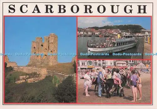 D273829 Scarborough The Castle from North Cliff Regal Lady in Harbour E T W Denn
