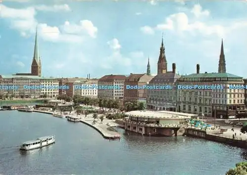 D268843 Hamburg Jungfernstieg mit Alsterpavillon Restaurant und Innenalster La