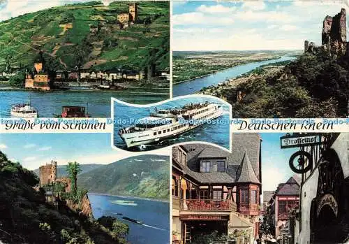 D268844 Grusse Vom Schonen Deutschen Rhein Burg Platz im Rhein Multi View
