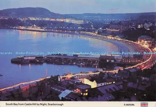 D273958 Scarborough South Bay von Castle Hill bei Nacht E T W Dennis and Sons Lt