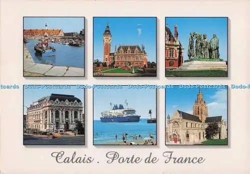 D273986 Calais Porte de France Der Hafen und der Leuchtturm das Rathaus Die Sechs