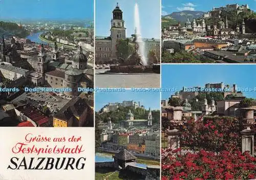 D274777 Grusse aus der Festspielstadt Salzburg Blick vom Mönchberg Mirabellgarte