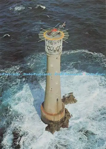 D275376 Scilly-Inseln Der Leuchtturm Bishop Rock wird mit dem Hubschrauber gewartet