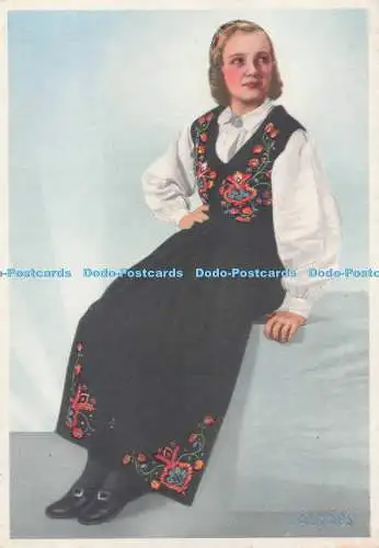 D275503 Frau im Nationalkostüm-Mittett