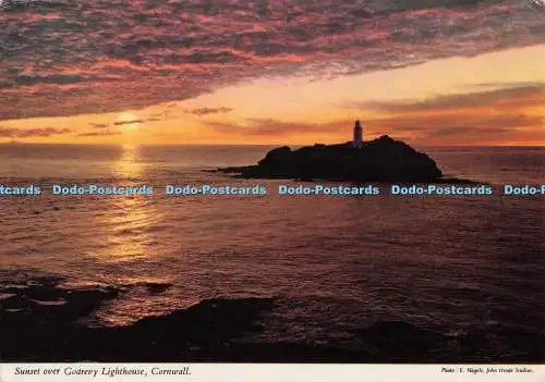 D276155 Cornwall Sonnenuntergang über Godrevy Leuchtturm John Hinde Ltd E Nagele