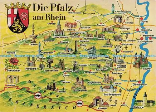 D286194 Die Pfalz am Rhein Landkarte Gebr Metz