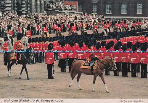 D279282 H M Queen Elizabeth II at the Trooping the Colour Kardorama John Hinde