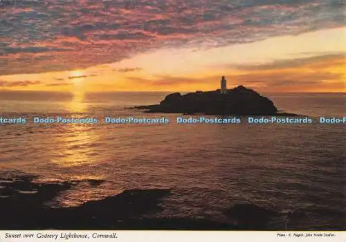 D279431 Cornwall Sonnenuntergang über Godrevy Leuchtturm John Hinde E Nagele