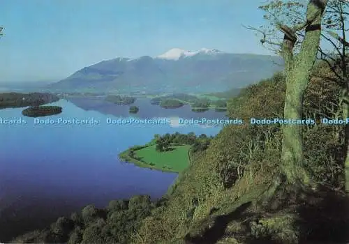 D277344 Derwentwater mit der Reflexion von Skiddaw aus überraschendem Blick auf die Ro
