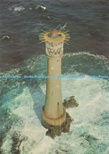 D284264 The Bishop Rock Lighthouse Being Relived by Helicopter F E Gibson 1982