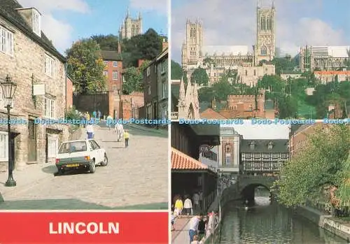 D286554 Lincoln Steep Hill The Cathedral River Witham and High Bridge E T W Denn