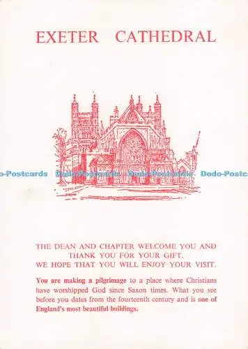 D282144 Kathedrale von Exeter Der Dekan und das Kapitel begrüßen Sie und bedanken sich für Ihre