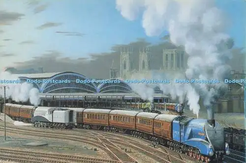 D277569 Sir Nigel Gresley verlässt York nach London M A Arts Nr. 10 Serie Postkarten
