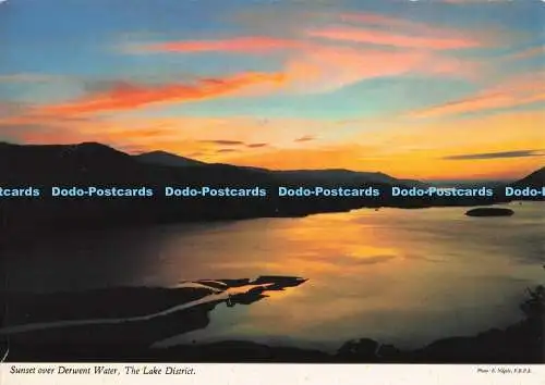 D282174 The Lake District Sunset Over Derwent Water John Hinde Ltd E Nagele 1985