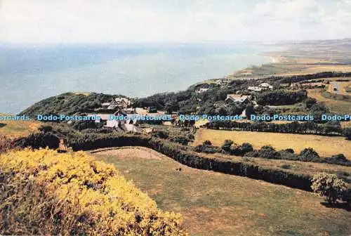 D284619 Isle of Wight Blackgang mit Blick nach Westen von der kurvenreichen Straße oberhalb von Bla