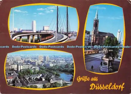 D282336 Grusse aus Düsseldorf Rheinkniebrücke Stadtpanorama H W Grauert Multi Vi