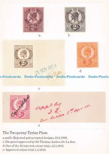 D282556 The Twopenny Tyrian Plum abgelehnte und akzeptierte Designs National Postal M