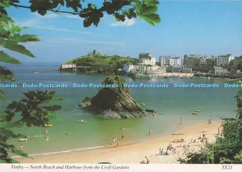 D284890 Tenby North Beach und Hafen vom Sucher-Postwagen Croft Gardens