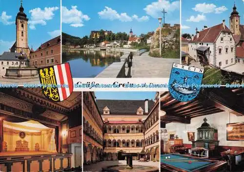D280243 Grusse aus Grein a d Donau Hauptplatz Blick v Donauufer Rathaus Jede Art