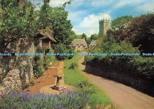 D284967 Isle of Wight Godshill Eine belaubte Gasse in einem Dorf, das die Esse enthält
