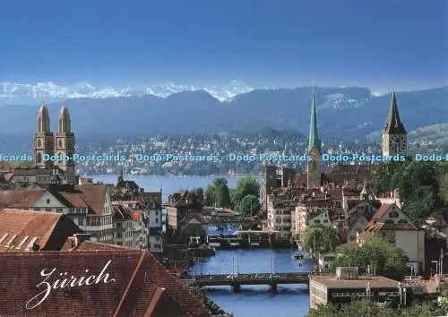 D287236 Zürich Mit Kirchen Grossmünster Fraumunster und St Peter