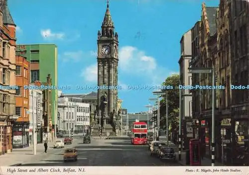 D278139 N I Belfast High Street und Albert Uhr John Hinde E Nagele 1974