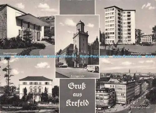 D285054 Gruss aus Krefeld Amtsgericht Stadttheater Philadelphia Haus PM Breyell