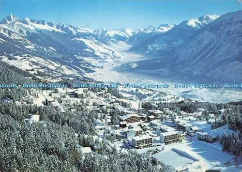 D285070 Montana Vermala Suisse Vue Aerienne de la Station et Plaine du Rhone en