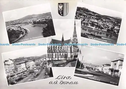 D285107 Linz a d Donau Hauptplatz Hauptbahnhof Dom RP Multi View 1966