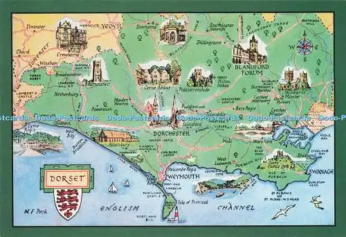D280627 Dorset English Channel Map J Salmon Ltd Aquarell M F Peck
