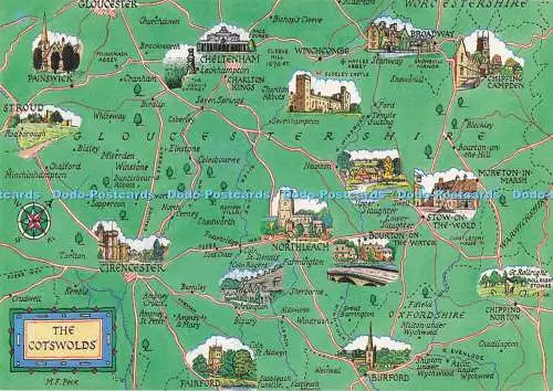 D280631 The Cotswolds Map J Salmon Ltd Aquarell M F Peck