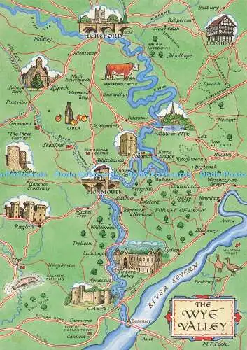 D280633 The Wye Valley Map J Salmon Ltd Aquarell M F Peck
