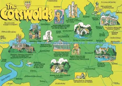 D280635 The Cotswolds Map John Hinde Ltd