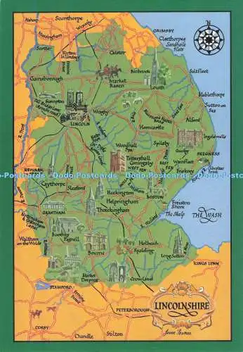 D280642 Lincolnshire The Wash Map J Salmon Ltd Aquarell