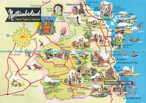 D280652 Northumberland Twixt Tyne and Tweed Map E T W Dennis and Sons Ltd