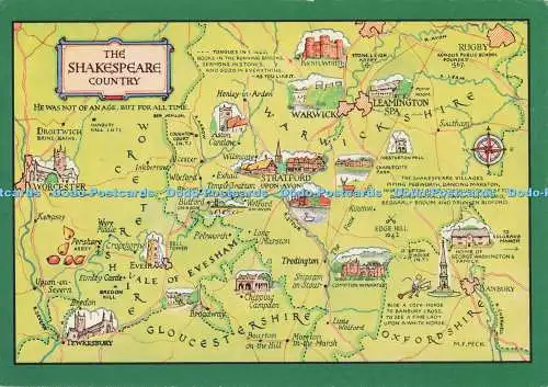 D280666 The Shakespeare Country Map J Salmon Ltd Aquarell M F Peck