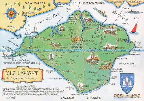 D280668 The Isle of Wight ganz England in Miniaturkarte J Salmon Ltd Aquarell