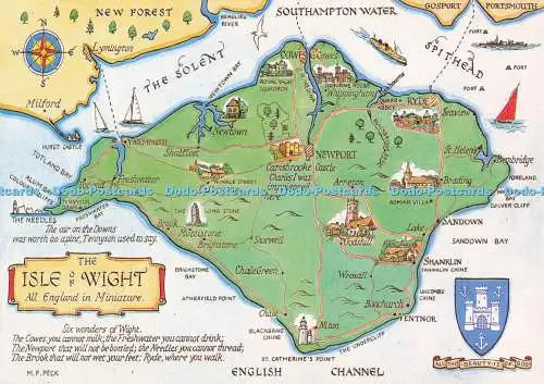 D280669 The Isle of Wight ganz England in Miniaturkarte J Salmon Ltd Aquarell