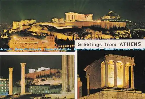 D283119 Grüße von der Athener Akropolis bei Nacht Mehrfachansicht