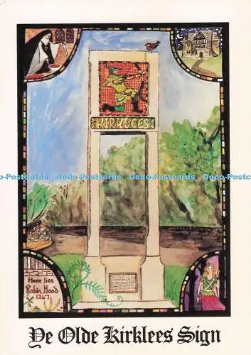 D287784 West Yorkshire Brighouse Ye Olde Kirklees Schild Robin Hood Grave and Prio