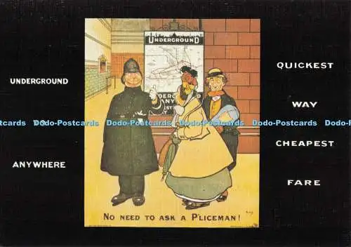 D283404 Keine Notwendigkeit, einen Polizisten zu fragen London Transport Poster von 1908 John Hasall P
