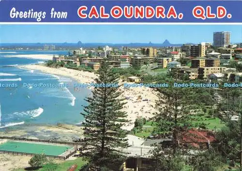 D287975 Qld Grüße aus Caloundra Kings Beach Caloundra und dem nahe gelegenen Glas