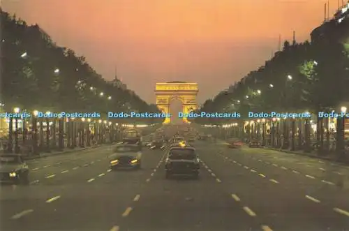 D283490 Paris bei Nacht Die Champs Elysees Avenue und der Triumphbogen Lyna