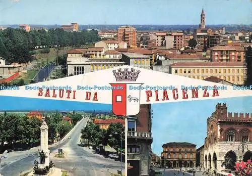 D285857 Saluti da Piacenza Panorama Parziale Piazza dei Cavalli L F P P Marzari