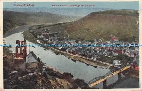 D283631 Traben Trarbach Blick auf Ruine Grafinburg und die Stadt