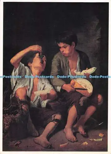 D281316 Zwei Kinder essen eine Melone und Trauben 1650 Spanischer Barock Murillo