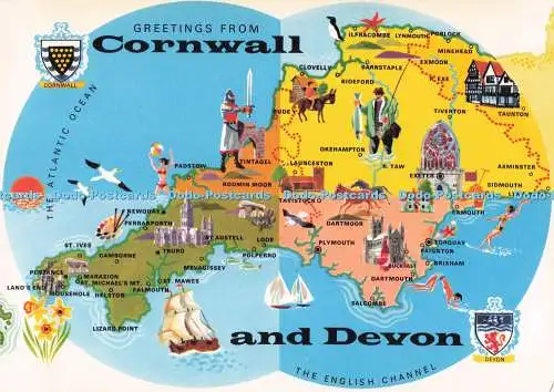 D288085 Grüße aus Cornwall und Devon. John Hinde. London